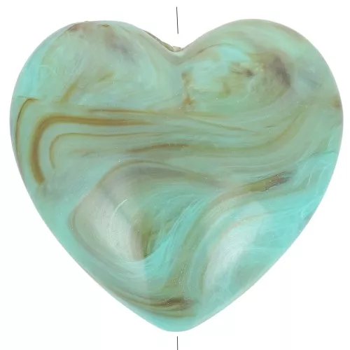 Cuenta corazón de resina opaca 26x27 mm - Turquesa jaspeada x1