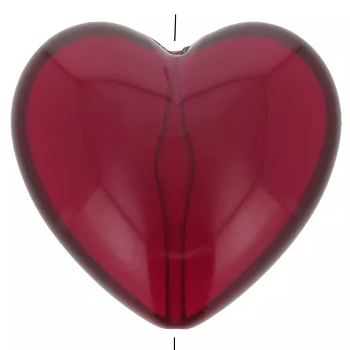 Cuenta corazón de resina transparente 26x27 mm - Rojo oscuro x1