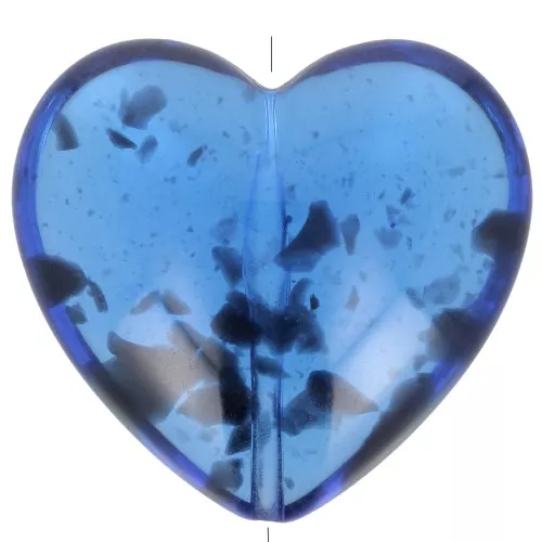 Cuenta corazón resina transparente 26x27 mm - Azul jaspeado x1