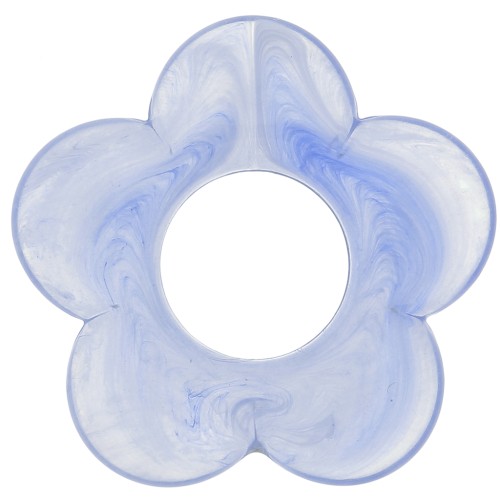 Colgante flor de resina transparente 21 mm - Azul gris jaspeado x1
