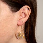 Cuenta flor de resina transparente de 23 mm - Azul oscuro x1