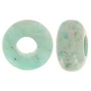Cuenta redonda agujero grande - donuts - 14 mm gema - Amazonita x1