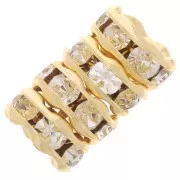 Perla rondel Strass 6 mm dorado/Crystal  x4