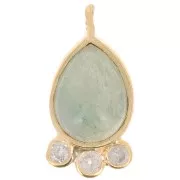 Colgante gota 14x7 mm - piedra preciosa y óxidos de circonio - Oro - Aventurina