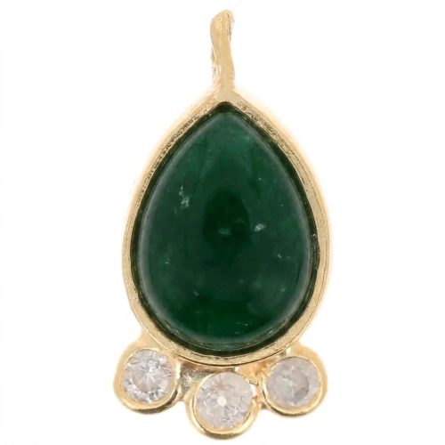 Colgante gota 14x7 mm - piedra preciosa y óxidos de circonio - Oro - Aventurina