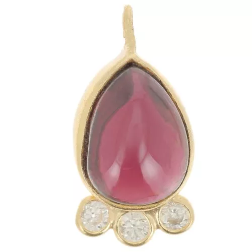 Colgante gota 14x7 mm - piedra preciosa y óxidos de circonio - Oro - Granate x1