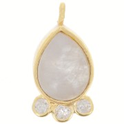 Colgante gota 14x7mm piedra preciosa y óxidos de circonio - Oro - Piedra luna|raw }}