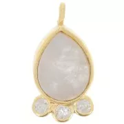 Colgante gota 14x7mm piedra preciosa y óxidos de circonio - Oro - Piedra luna
