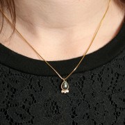 Colgante gota 14x7 mm - piedra preciosa y óxidos de circonio - Oro - Labradorita