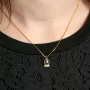 Colgante gota 14x7 mm - piedra preciosa y óxidos de circonio - Oro - Labradorita