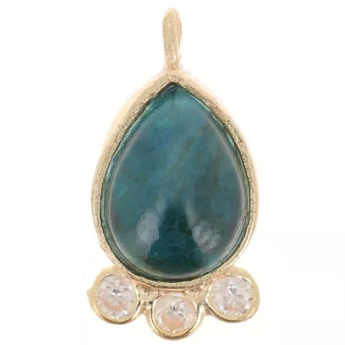 Colgante gota 14x7 mm - piedra preciosa y óxidos de circonio - Oro - Apatita x1