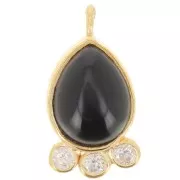 Colgante gota 14x7 mm - piedra preciosa y óxidos de circonio - Oro - Ónix negro