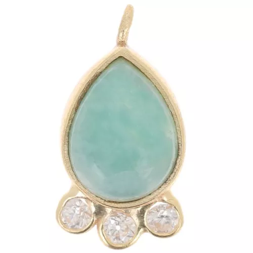 Colgante gota 14x7 mm - piedra preciosa y óxidos de circonio - Oro - Amazonita