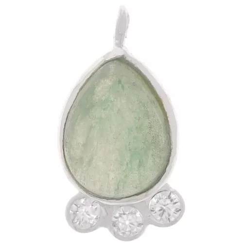 Colgante gota 14x7 mm - gema y óxidos de circonio - Plata 925 - Aventurina