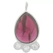 Colgante gota 14x7 mm - gema y óxidos de circonio - Plata 925 - Granate x1