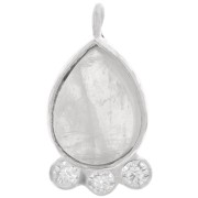 Colgante gota 14x7mm - gema y óxidos de circonio - Plata 925 - Piedra luna