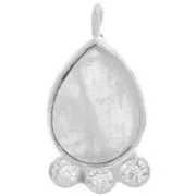 Colgante gota 14x7mm - gema y óxidos de circonio - Plata 925 - Piedra luna
