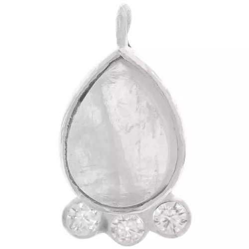 Colgante gota 14x7mm - gema y óxidos de circonio - Plata 925 - Piedra luna