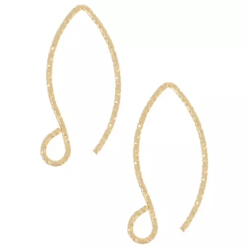 Ganchos de alambre con diamantes 21 mm - Plata de ley 925 Dorado x2