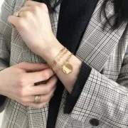 Anillo - Talla 48 - 3 micras chapado en oro x1