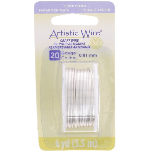 Hilo de cobre Artistic Wire de 0,81 mm - Chapado en plata antideslustrante, 5,5 m