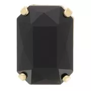 Cristal engaste Aurora A4627 Octágono 14x10 mm - Dorado - Azabache x1