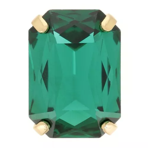 Cristal engaste Aurora A4627 Octágono 14x10 mm - Dorado - Esmeralda x1