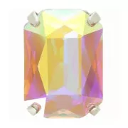 Cristal engaste Aurora A4627 Octágono 14x10 mm - Rodio - Cristal AB x1