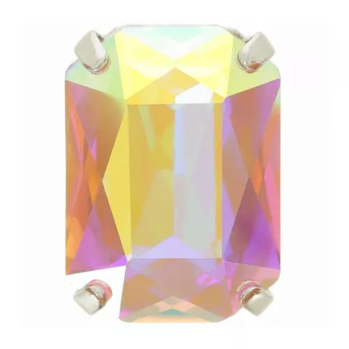 Cristal engaste Aurora A4627 Octágono 14x10 mm - Rodio - Cristal AB x1