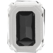 Cristal engaste Aurora A4627 Octágono 18x13 mm - Rodio - Azabache x1