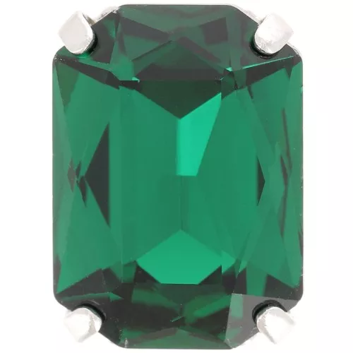 Cristal engaste Aurora A4627 Octágono 18x13 mm - Rodio - Esmeralda x1
