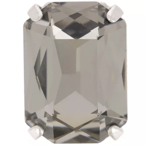 Cristal engaste Aurora A4627 Octágono 18x13 mm - Rodio - Diamante negro x1