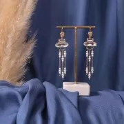 Aurora Cristal engaste A4161 Ovalado Clásico Largo 15x5 mm - Dorado - Azabache x1