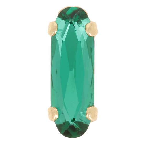 Aurora Cristal engaste A4161 Ovalado Clásico Largo 15x5 mm - Dorado - Esmeralda x1