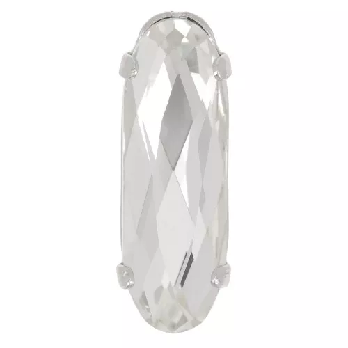 Cristal engaste Aurora A4161 Clásico Largo Ovalado 15x5 mm - Rodio - Cristal x1