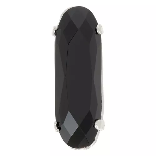 Cristal engaste Aurora A4161 Ovalado Clásico Largo 15x5 mm - Rodio - Azabache x1