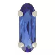 Cristal engaste Aurora A4161 Clásico Largo Ovalado 15x5 mm - Rodio - Azul Capri x1