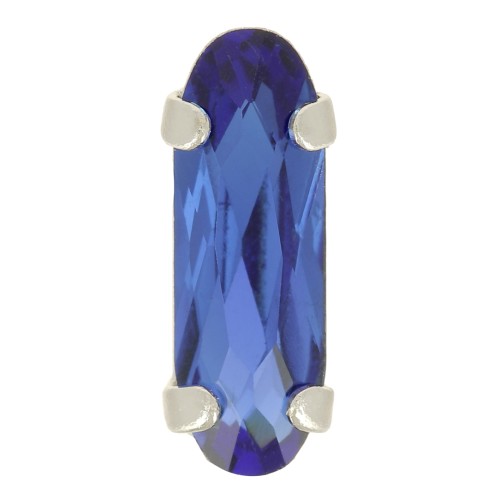 Cristal engaste Aurora A4161 Clásico Largo Ovalado 15x5 mm - Rodio - Azul Capri x1