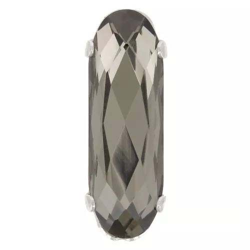 Cristal engaste Aurora A4161 Ovalado Clásico Largo 15x5 mm - Rodio - Diamante Negro x1