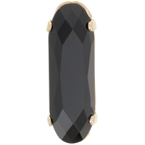 Cristal engaste Aurora A4161 Ovalado Clásico Largo 21x7 mm - Dorado - Azabache x1