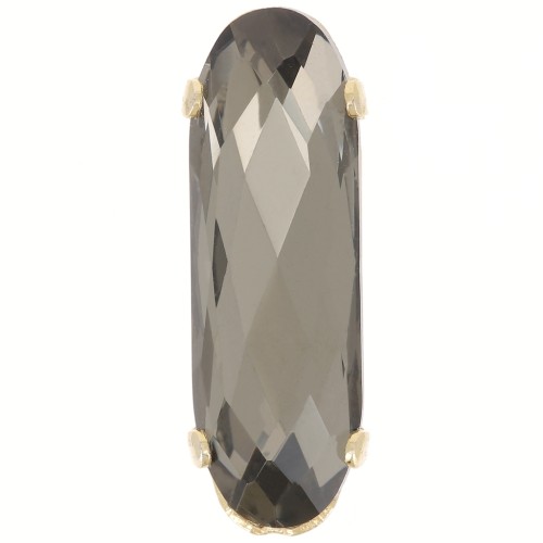 Aurora Cristal engaste A4161 Ovalado Clásico Largo 21x7 mm - Dorado - Diamante Negro x1