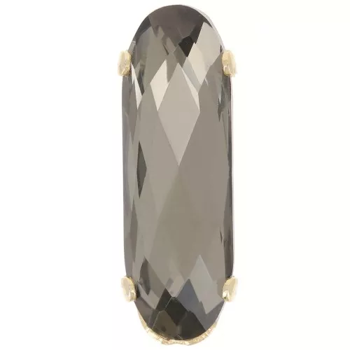Aurora Cristal engaste A4161 Ovalado Clásico Largo 21x7 mm - Dorado - Diamante Negro x1