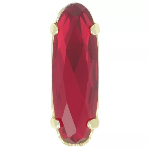Cristal engaste Aurora A4161 Clásico Largo Ovalado 21x7 mm - Dorado - Rubí x1