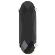 Cristal engaste Aurora A4161 Clásico Largo Ovalado 21x7 mm - Rodio - Azabache x1