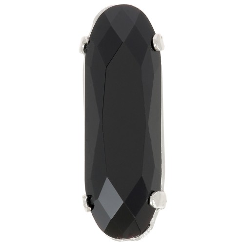 Cristal engaste Aurora A4161 Clásico Largo Ovalado 21x7 mm - Rodio - Azabache x1