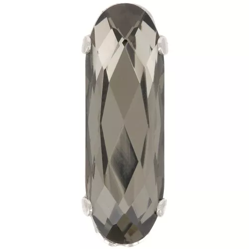 Cristal engaste Aurora A4161 Ovalado Clásico Largo 21x7 mm - Rodio - Diamante Negro x1