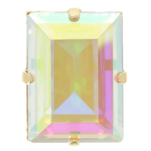 Cristal engaste Aurora A4527 Step Cut Baguette 14x10 mm - Dorado - Cristal AB x1