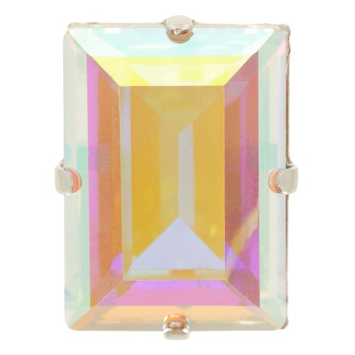 Cristal engaste Aurora A4527 Baguette Step Cut 14x10 mm - Rodio - Cristal AB x1