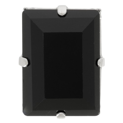 Cristal engaste Aurora A4527 Step Cut Baguette 14x10 mm - Rodio - Azabache x1