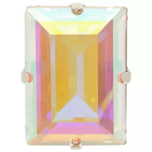 Cristal engaste Aurora A4527 Step Cut Baguette 18x13 mm - Rodio - Cristal AB x1